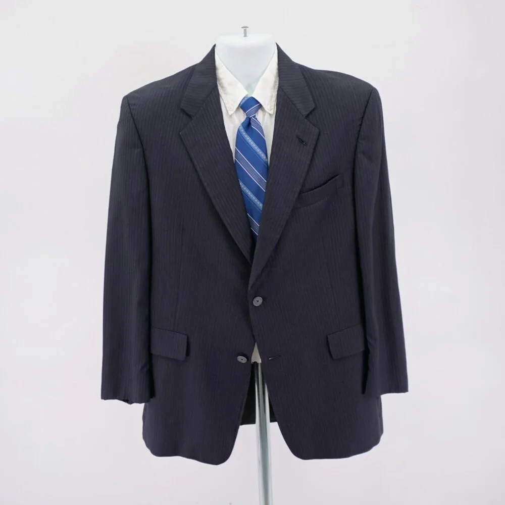 Hart Schaffner Marx Gold Trumpeter Wool Gray 2 Piece Suit 40R Striped 34/29 High